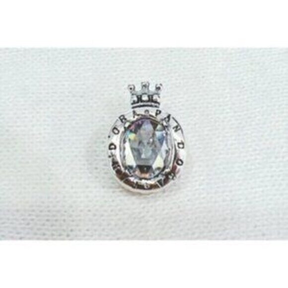 Pandora Sterling Silver Clear Sparkling Crown O Charm For Bracelet S925ALE Silve - Picture 2 of 5